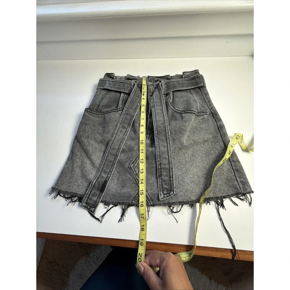 We The Free People Sz 25 Washed‎ Black East of Eden Paper Bag Jean Skirt